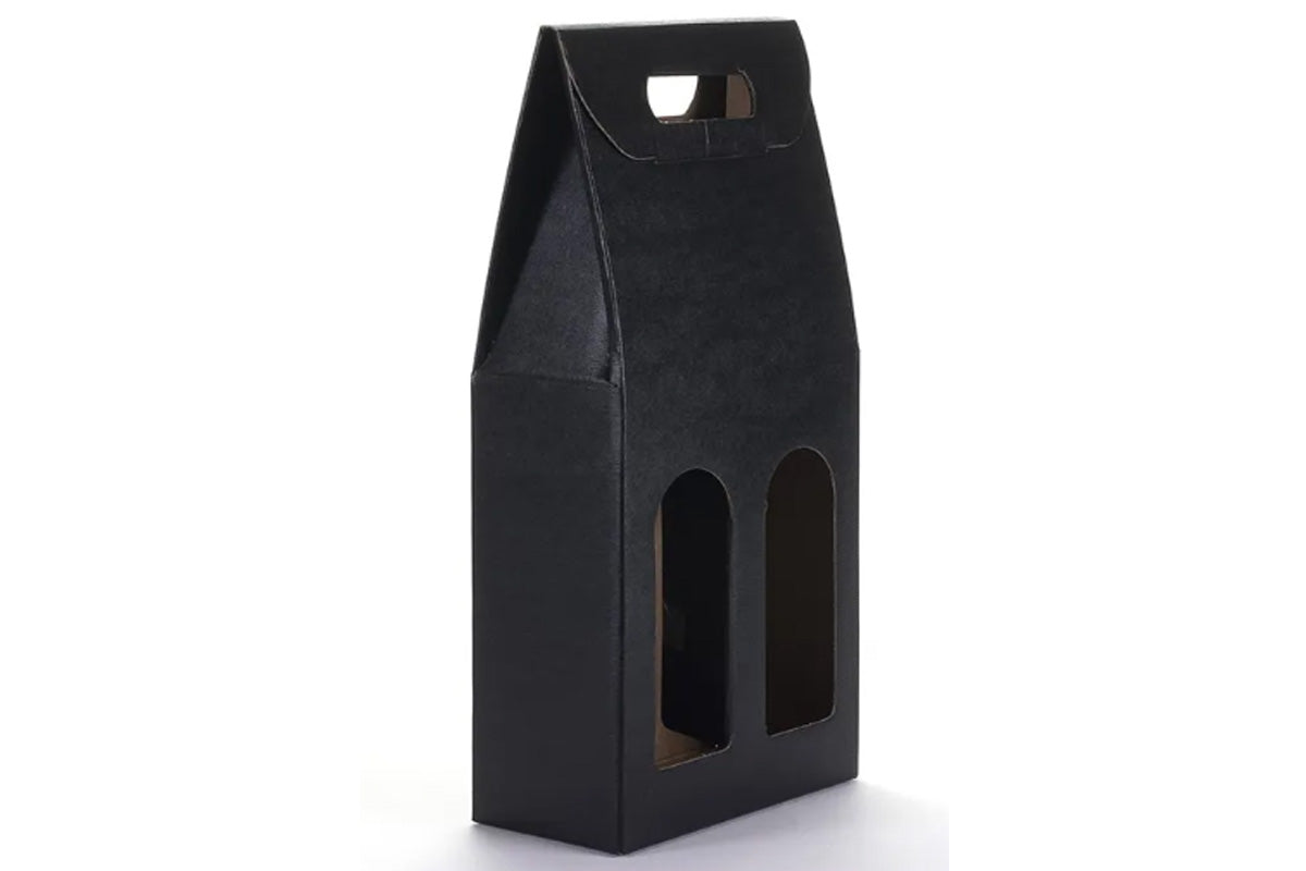 Coffret-cadeau vide pour 2 bouteilles en carton rigide noir